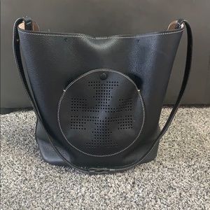 Tory Burch black leather bag w perforated logo